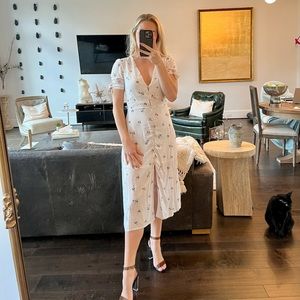 White Floral MIDI Dress